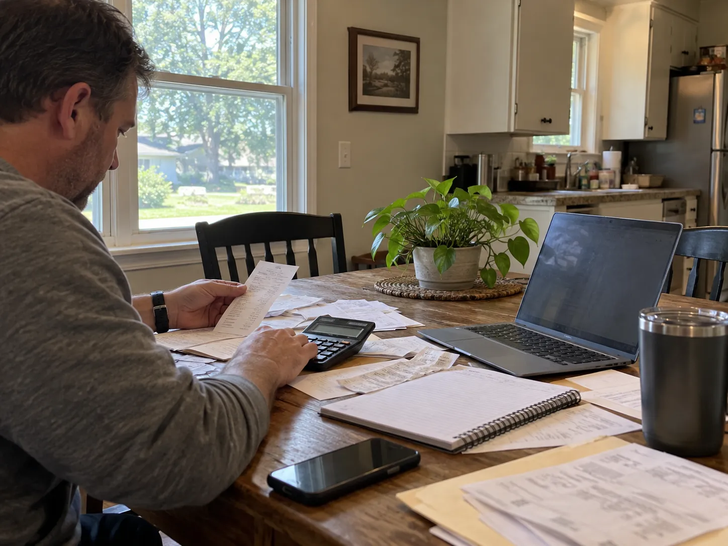 Kansas City landlord reviewing expenses for a rental property